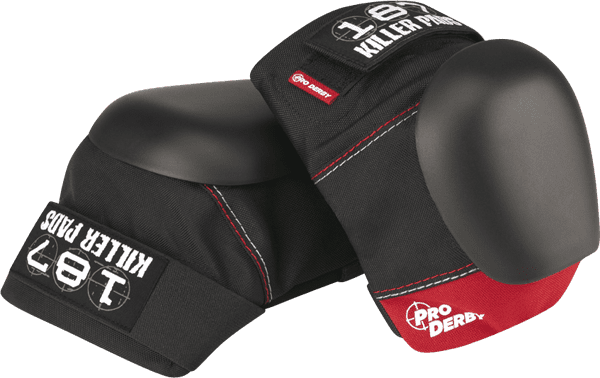 187 Pro Derby Knee Pads in black and red, size XS