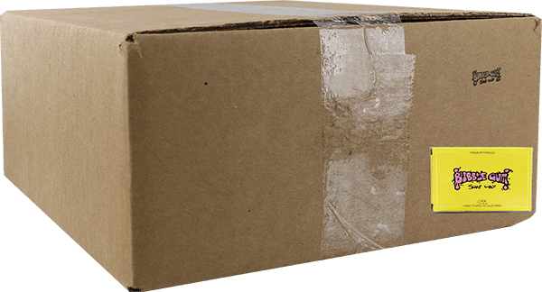 Bubble Gum Premium Blend Warm Case/84 surf wax bars stacked on a workbench