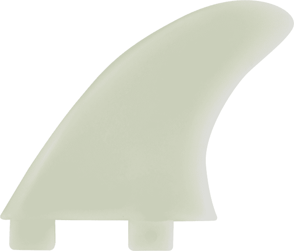 Pair of FCS G-X sides natural surfboard fins in a quad-ready side fin setup