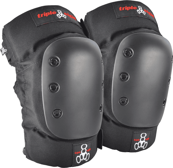 Triple 8 KP 22 Knee Pad in size S, black, worn by a skater on concrete