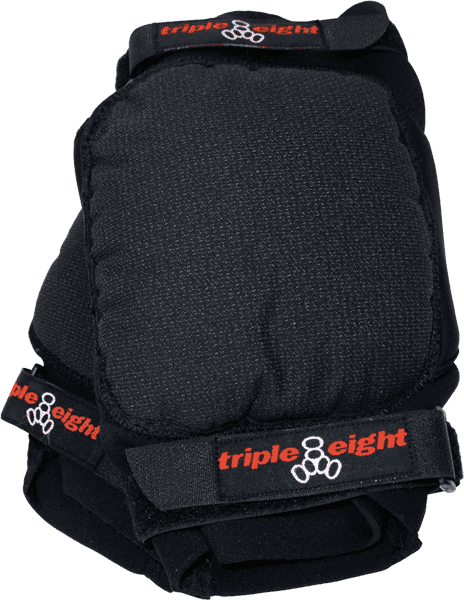 Triple 8 Second Skins Knee Pad in small size worn on a skater's knee at a concrete park
