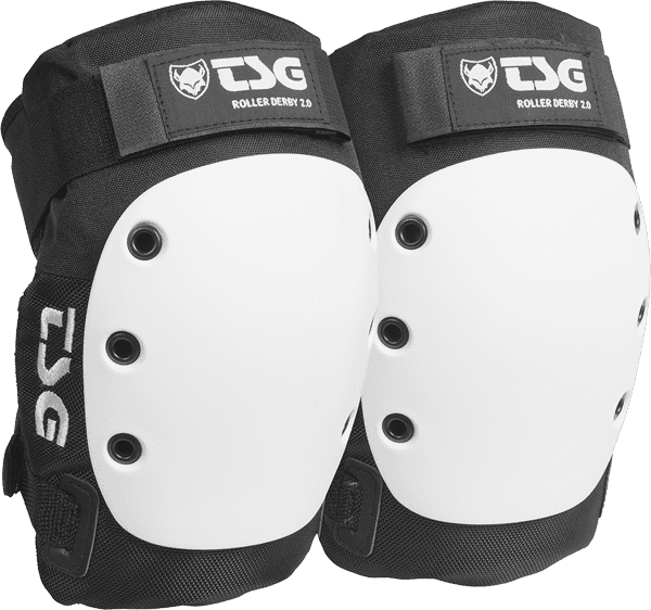 TSG kneepads in XS black/white for roller derby skating